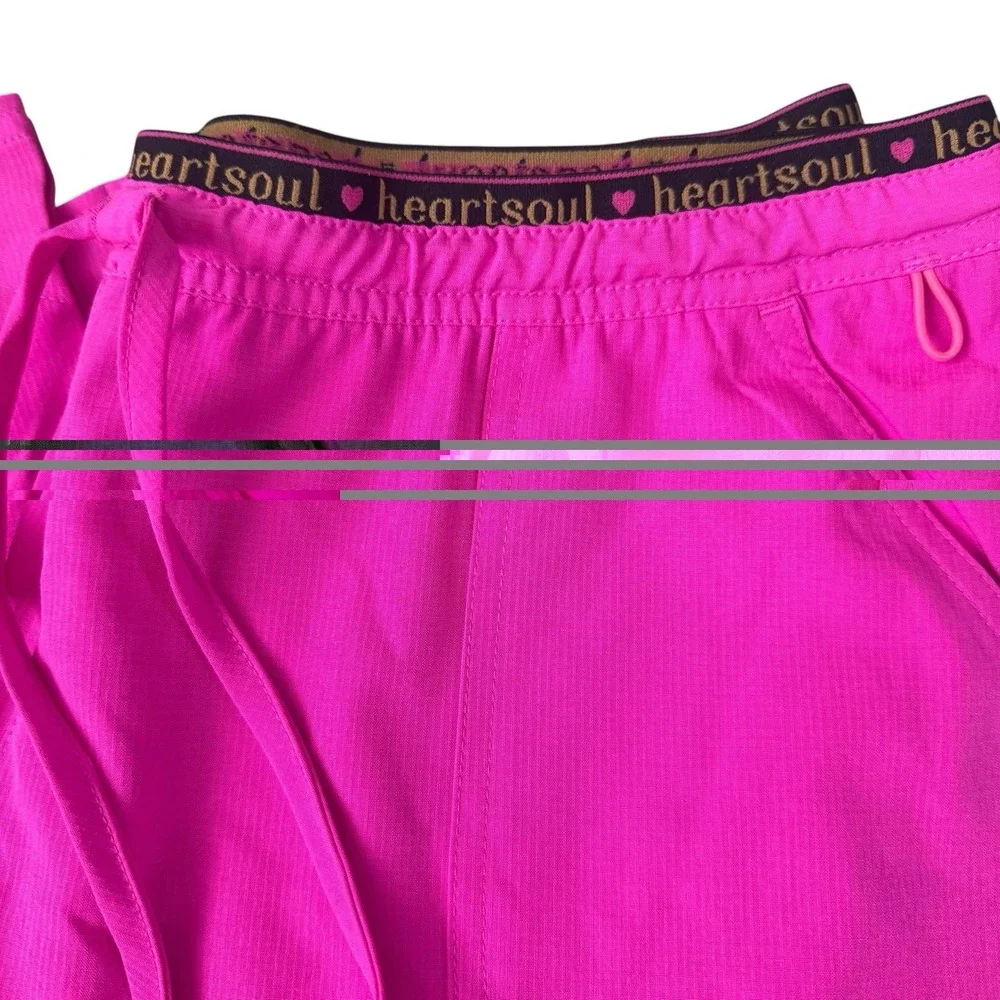 HeartSoul Glam Fuchsia Scrubs Heart Breaker Low Rise Large Pants 20110 NEW!